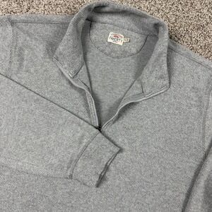 Faherty Sweater Mens 2XL Gray Herringbone 1/4 Zip Mock Neck Knit Pullover XXL